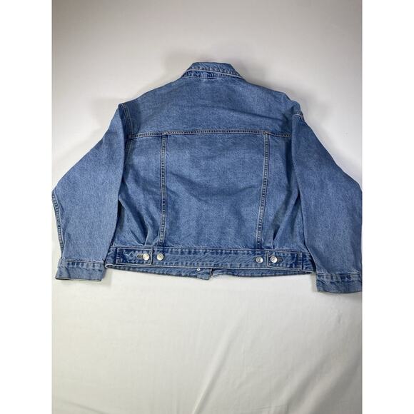 Ladies Bershka Denim Jean Jacket Mid Blue Size Small - Picture 10 of 13